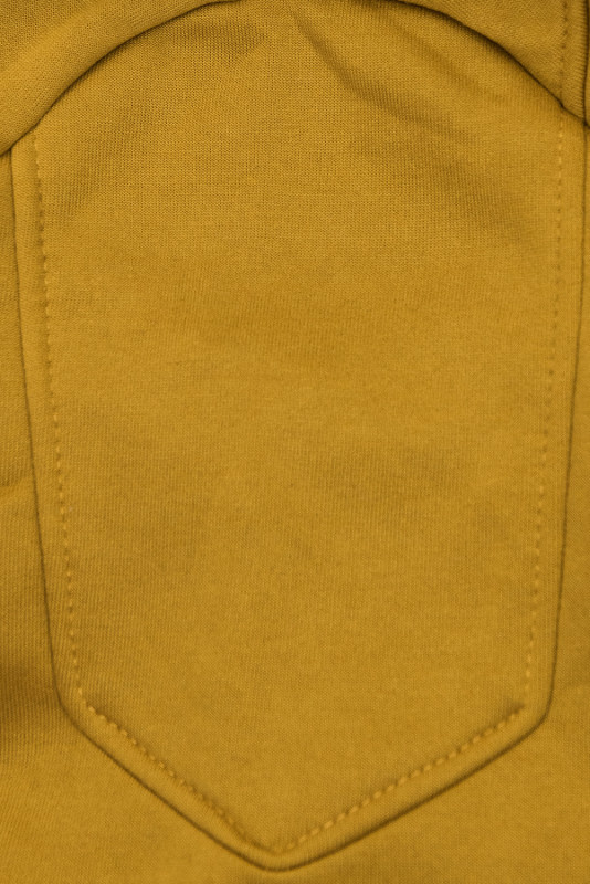 Mustard yellow hoodie with two-way zip fastening