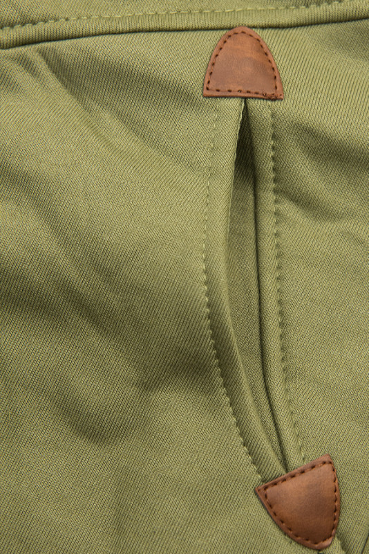 Khaki hoodie with two-way zip fastening