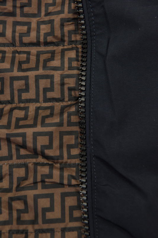 Reversible mid-season parka jacket navy/brown