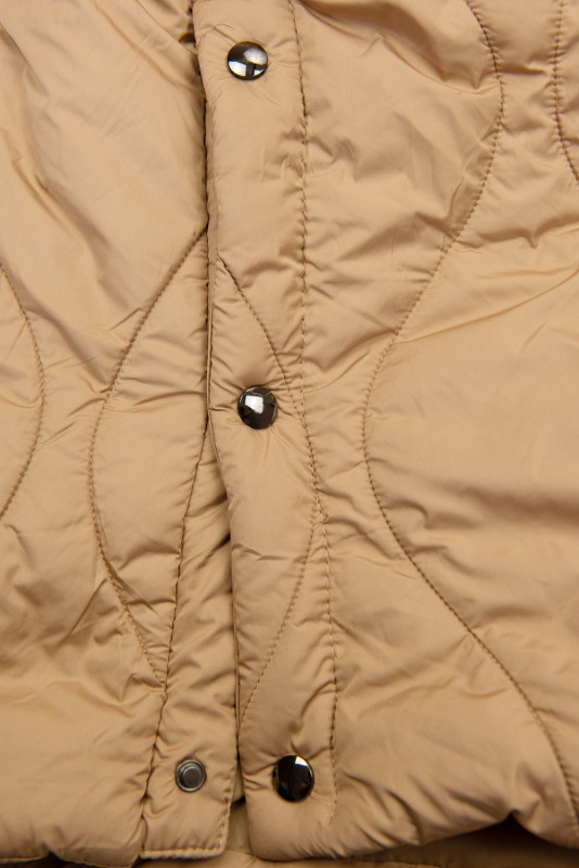 Beige quilted jacket with drawstring waist