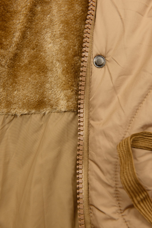 Beige quilted jacket with drawstring waist