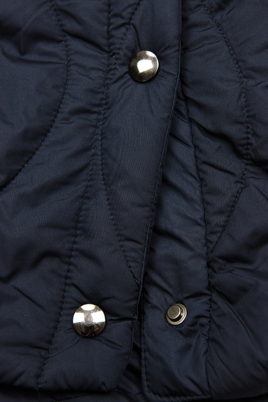 Dark blue quilted jacket with drawstring waist