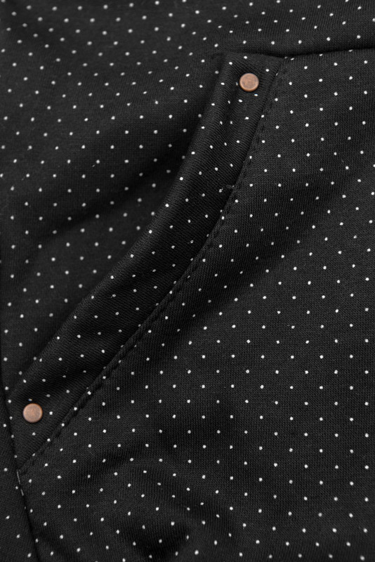 Elongated Polka dot hoodie in black