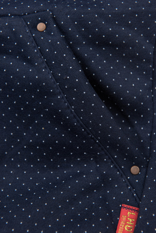 Elongated Polka dot hoodie in navy