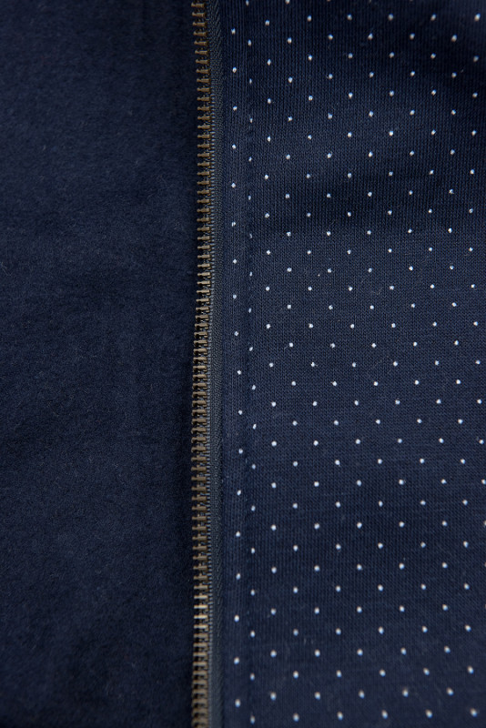 Elongated Polka dot hoodie in navy