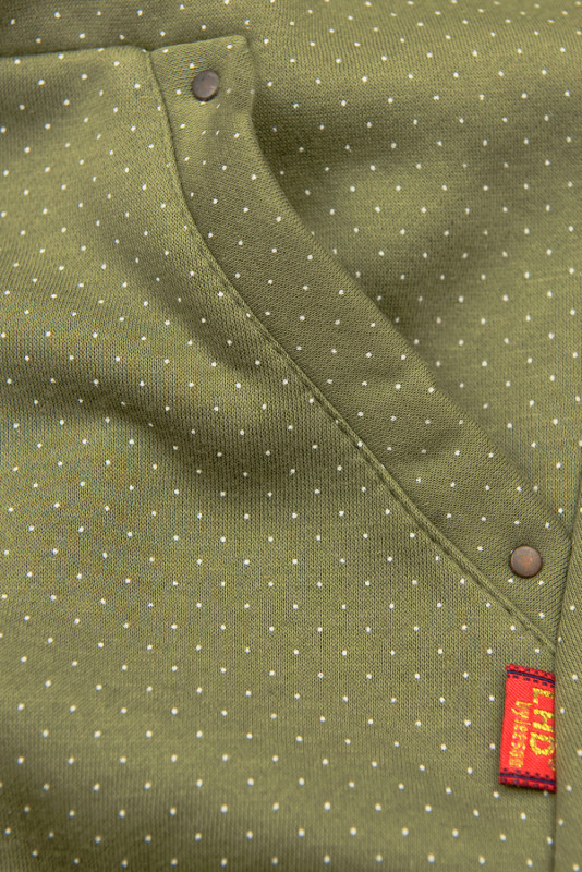 Elongated Polka dot hoodie in khaki