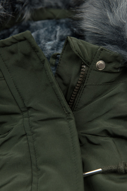 Dark green winter parka jacket in short cut