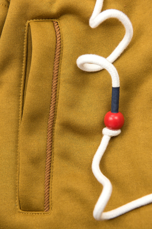 Mustard yellow hoodie with drawstring belt
