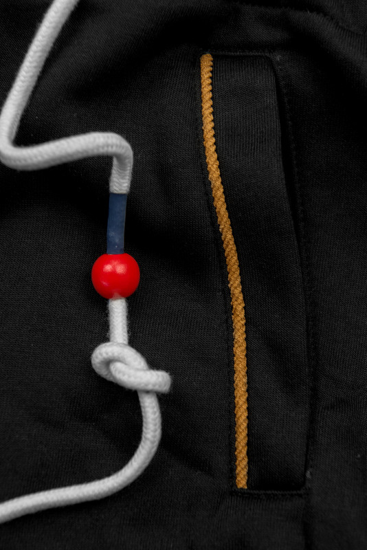 Black hoodie with drawstring belt