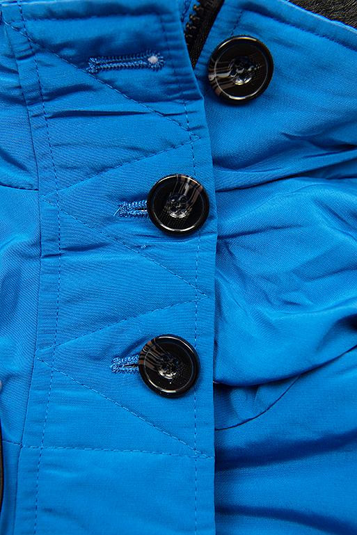 Cobalt blue winter jacket with a stand-up collar