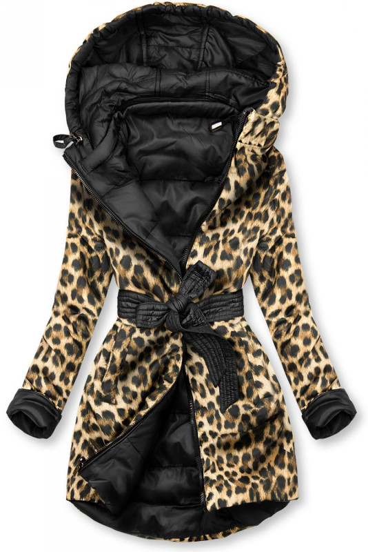 Black/leopard print reversible jacket