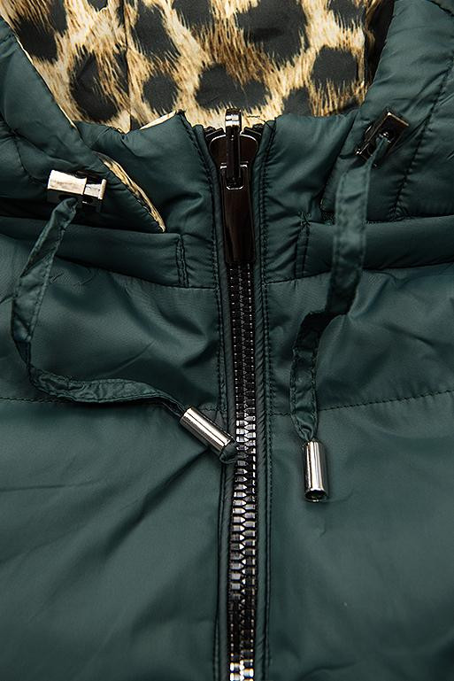 Green/leopard print reversible jacket