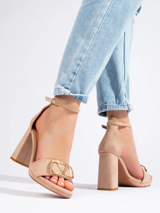 Beige High Heel Sandals