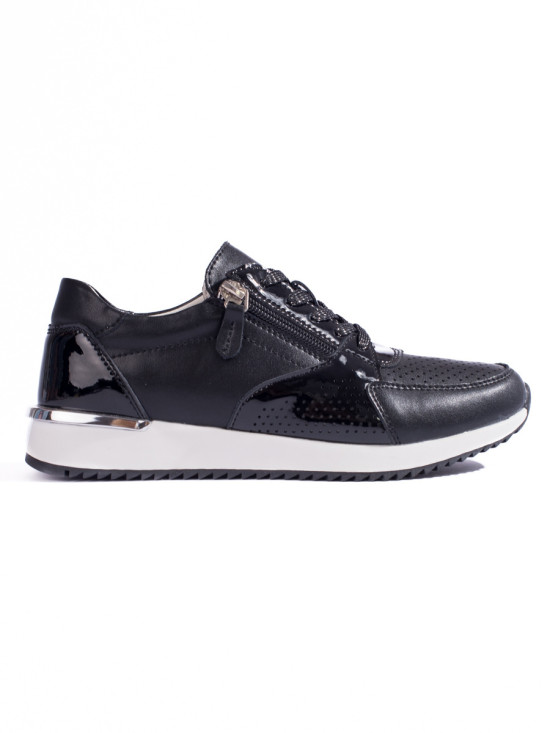 Black Leather Women's Sports Shoes
