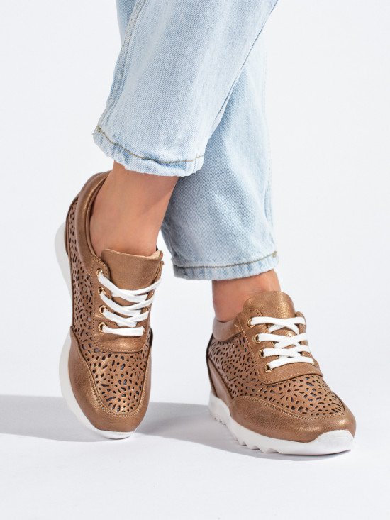 Beige sneakers with a hidden heel
