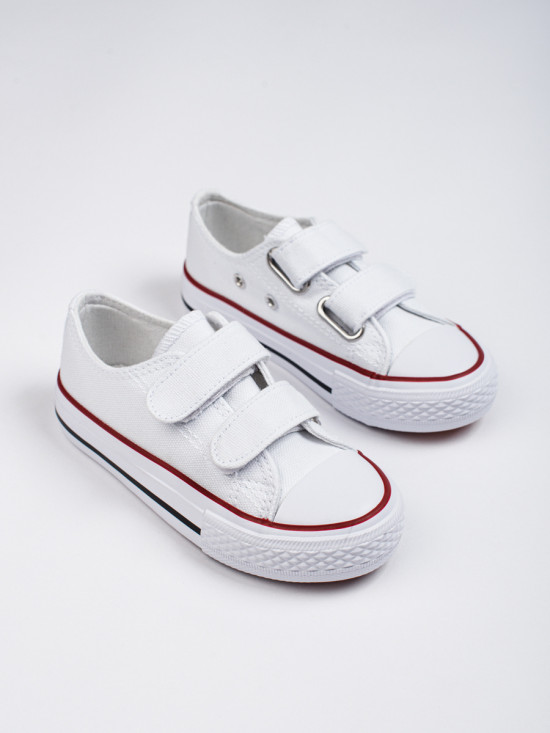 White children's sneakers with velcro