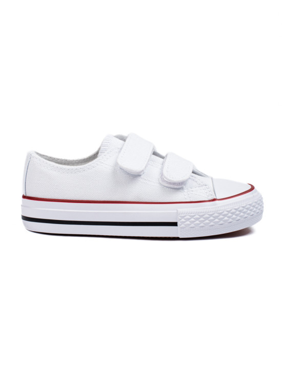 White children's sneakers with velcro