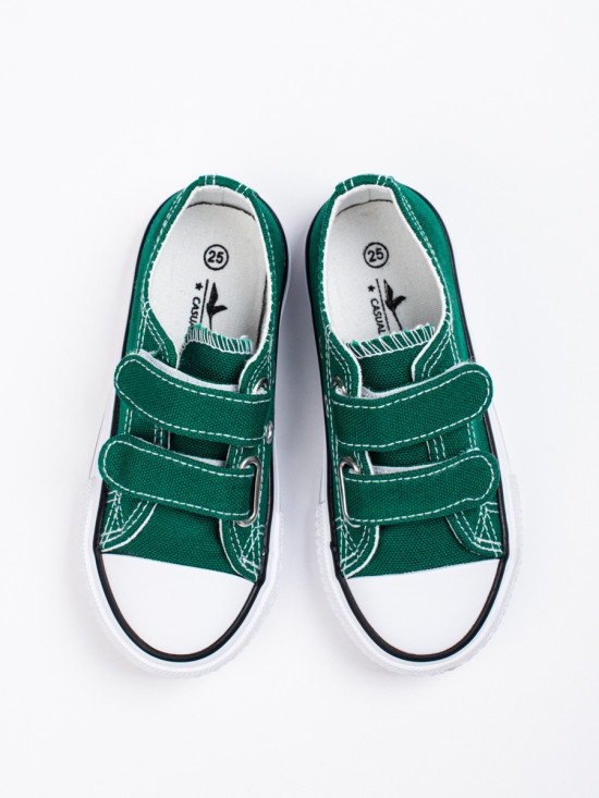 Green children's sneakers with velcro