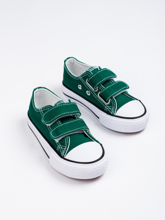 Green children's sneakers with velcro