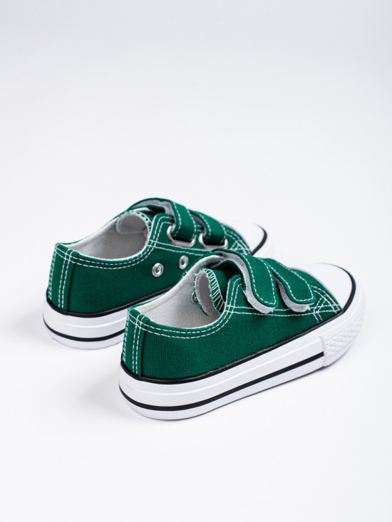 Green children's sneakers with velcro