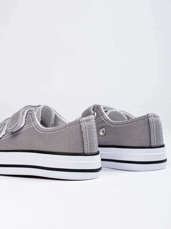Grey children's sneakers with velcro