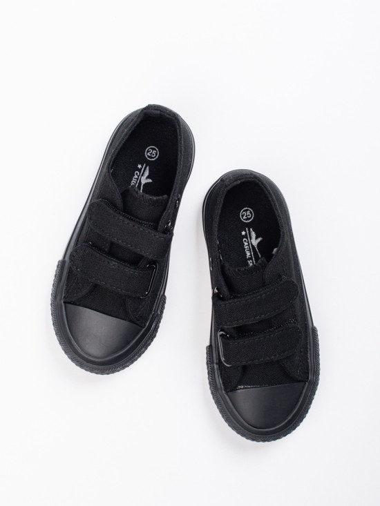 Black children's sneakers with velcro