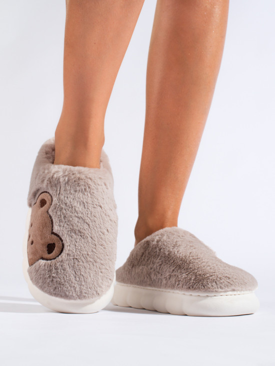 Dark beige women's slippers BEAR