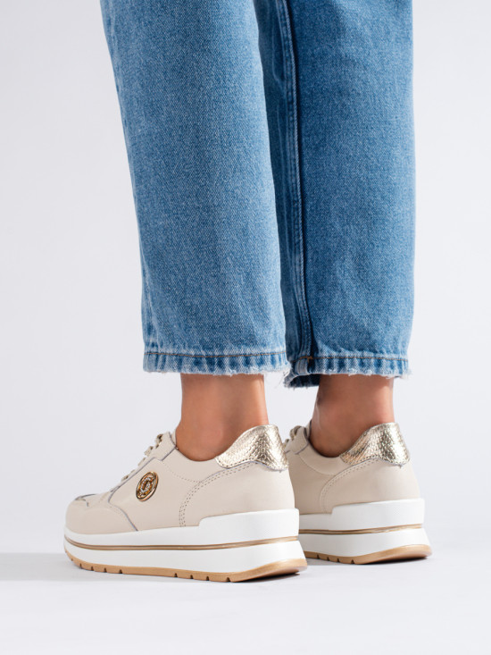 Sports -elegant sneakers beige/gold