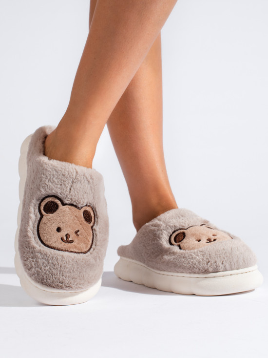 Dark beige fur slippers TEDDY