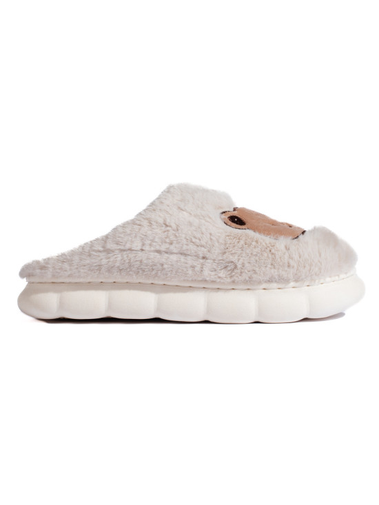 Light beige fur slippers TEDDY