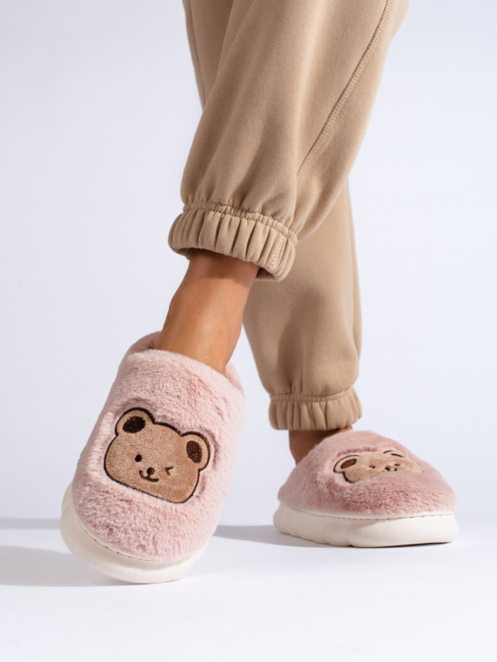 Pink fur slippers TEDDY
