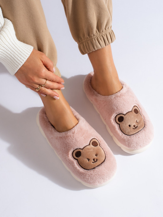 Pink fur slippers TEDDY