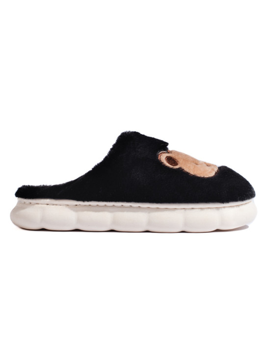 Black fur slippers TEDDY