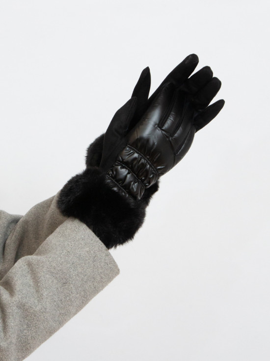 Shiny black women's gloves
