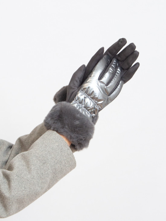 Shiny silver women's gloves