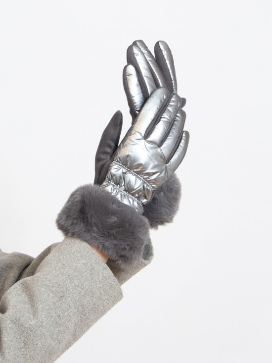 Shiny silver women's gloves