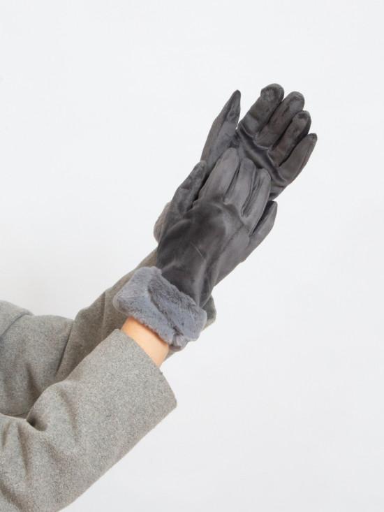 Grey women's gloves for winter