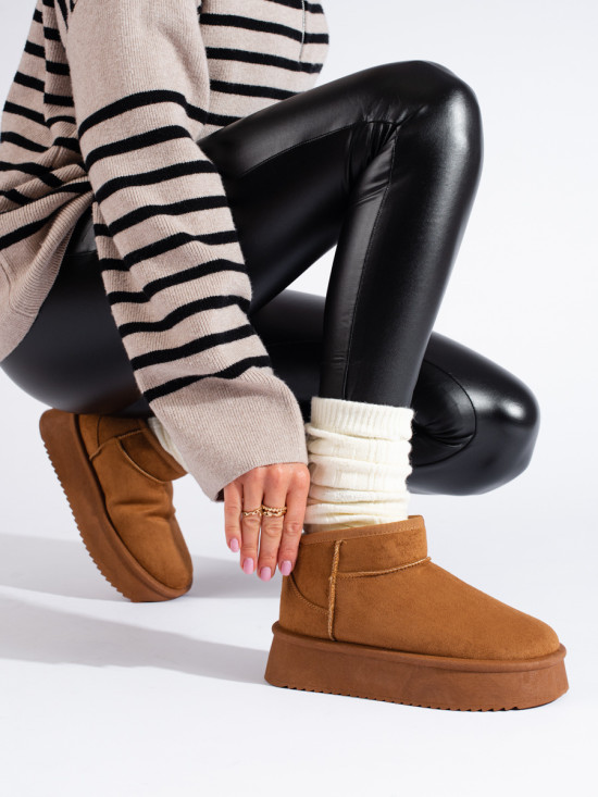 Winter low brown snow boots