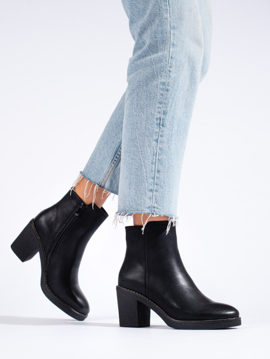 Black classic ankle boots made of eco-leather