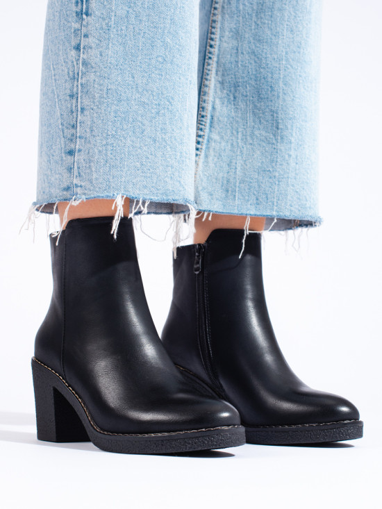 Black classic ankle boots made of eco-leather