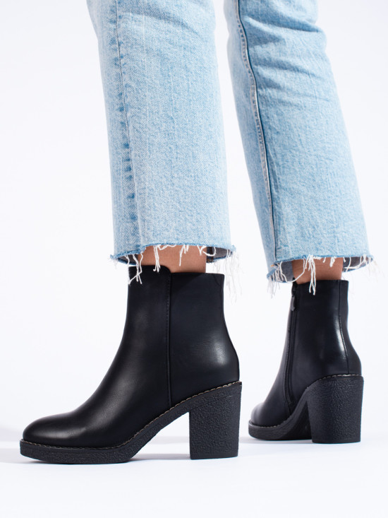 Black classic ankle boots made of eco-leather