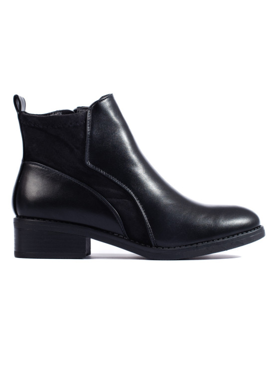 Black ankle boots with a low heel