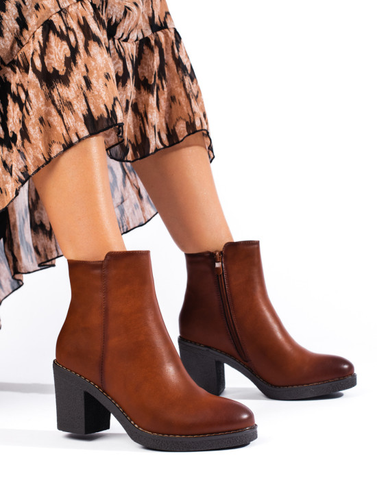 Brown classic ankle boots made of eco-leather