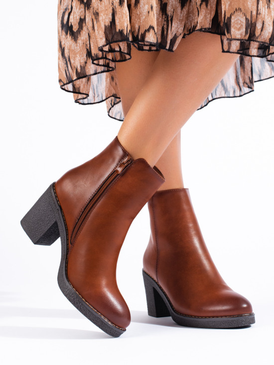 Brown classic ankle boots made of eco-leather
