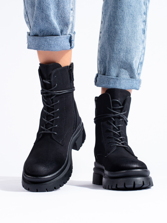 Black suede women's boots