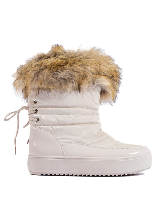 Women's Cream Snow Boots with Fur Shelovet