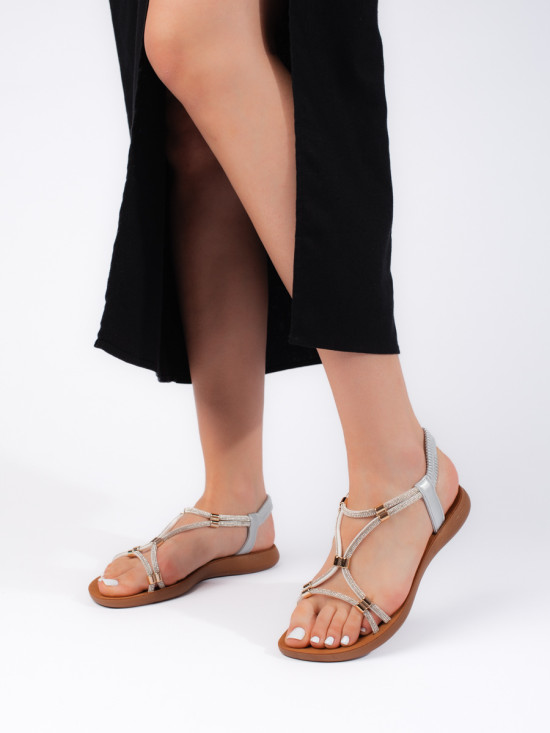 Silver Flat Glitter Sandals