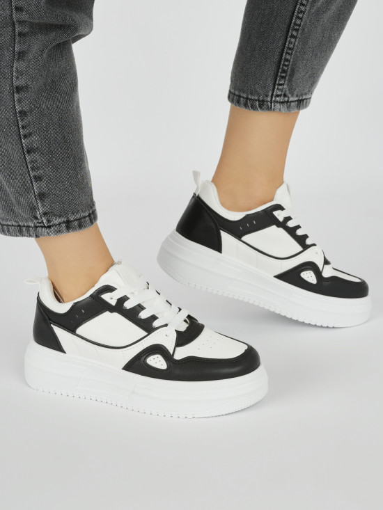 Black and White Women's Platform Sneakers