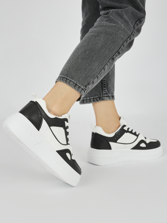 Black and White Women's Platform Sneakers