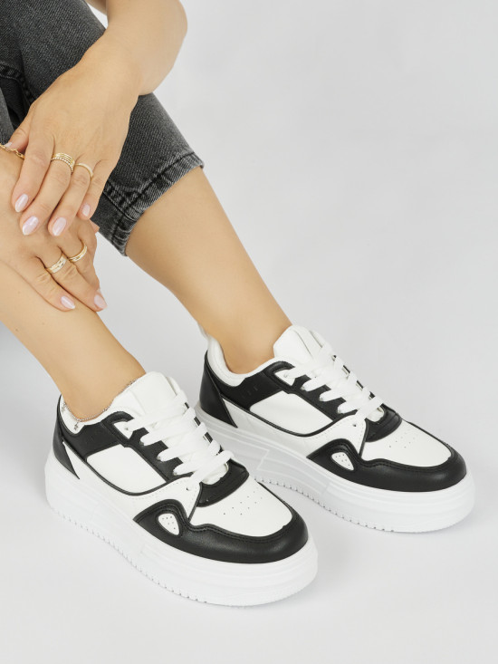Black and White Women's Platform Sneakers
